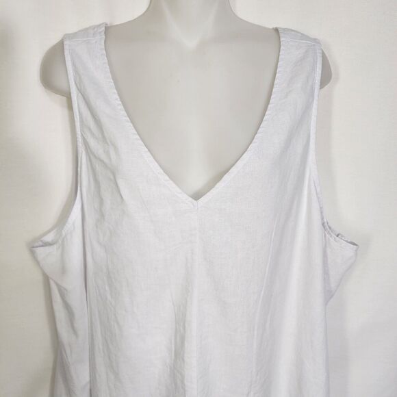 Time and Tru Womens Tank Top Size XXXL 22 Swing V Neck Linen Blend White Relaxed - Picture 3 of 10